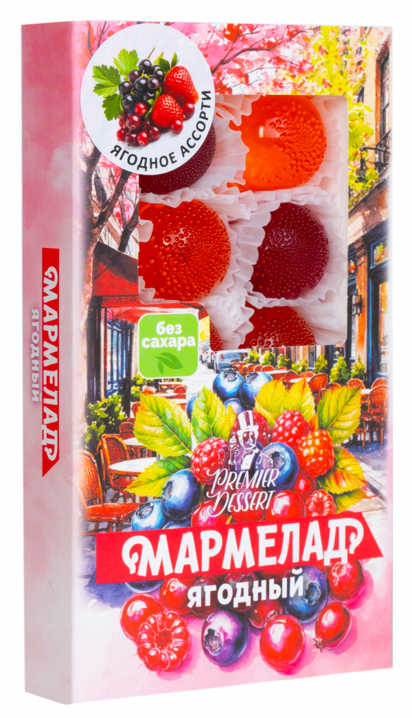№2 Мармелад Премиум Десерт ЯГОДНЫЙ (клюква, смородина,клубника) 200г в Саяногорске