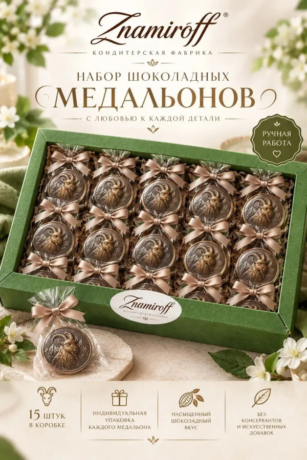 №1 Фигурный шоколад набор Медальоны Козлики(15шт по 40г) в Саяногорске