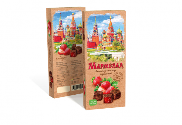 №2 Сладарт Мармелад Клубничный в темном шоколаде, 150г  в Саяногорске