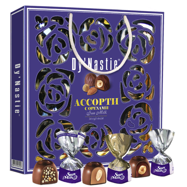 №3 Династия Сумка Конфеты "Ассорти с орехами", 210г     в Саяногорске